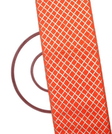 orange checks pattern gotta raw silk fabric